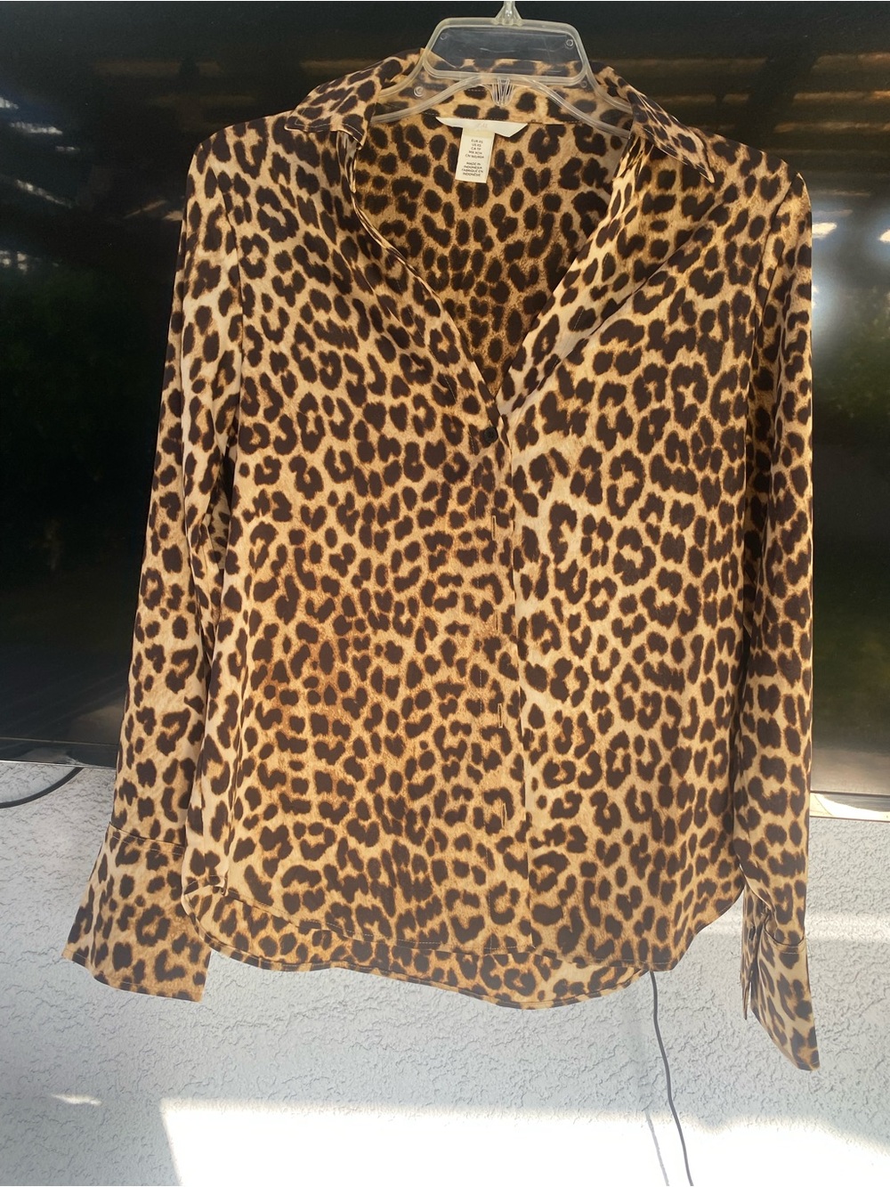 H&M Leopard Print Button-Down Shirt - Brown/Cream NWOT SZ XS